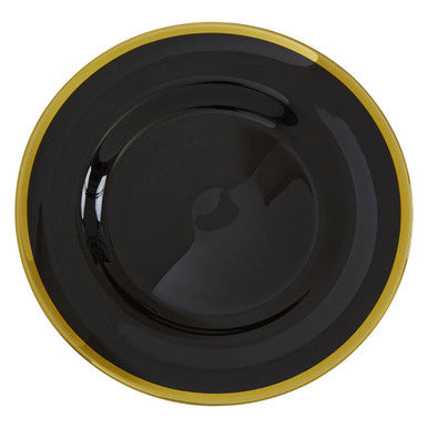 Ida Black Glass Charger Plate with Gold Rim