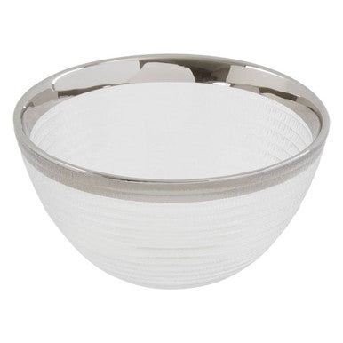 Ida Embossed Glass Bowl With Silver Rim