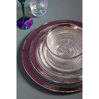 Ida Embossed Glass Bowl With Silver Rim