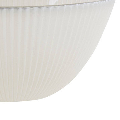 Ida White Embossed Glass Bowl with Silver Rim