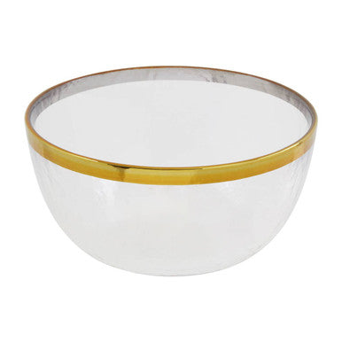 Ida Textured Glass Bowl With Gold Rim