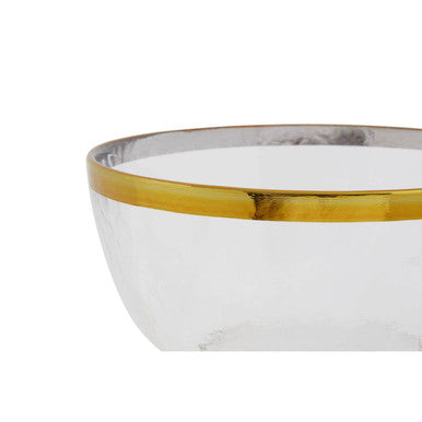 Ida Textured Glass Bowl With Gold Rim