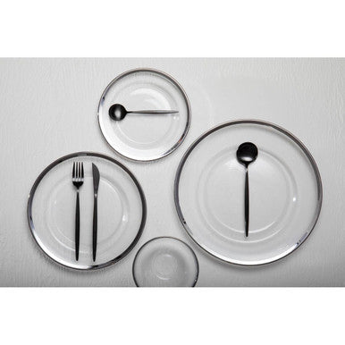 Ida Glass Dinner Plate With Silver Rim