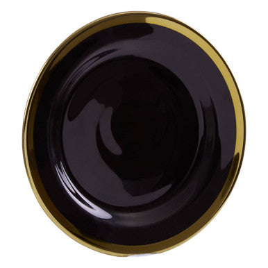 Ida Black Glass Side Plate with Gold Rim