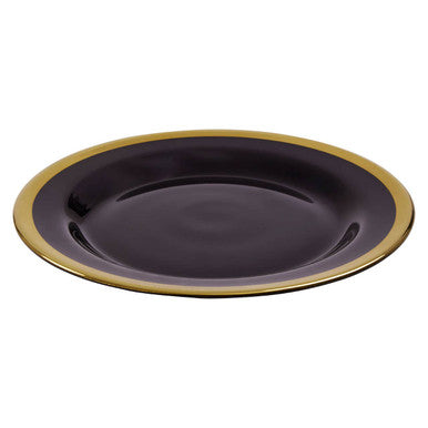 Ida Black Glass Side Plate with Gold Rim