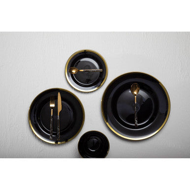 Ida Black Glass Side Plate with Gold Rim