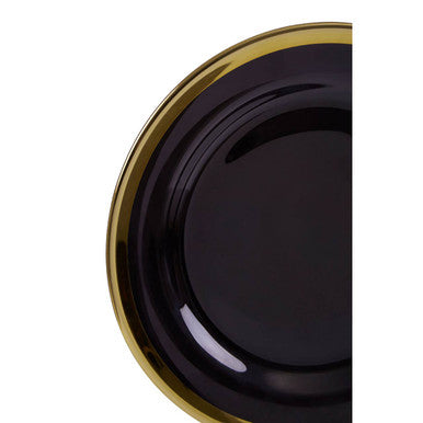 Ida Black Glass Side Plate with Gold Rim