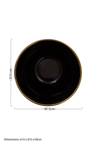 Ida Black Glass Bowl with Gold Rim