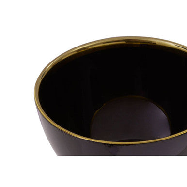 Ida Black Glass Bowl with Gold Rim
