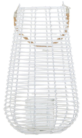 Lentigo Large White Rattan Lantern