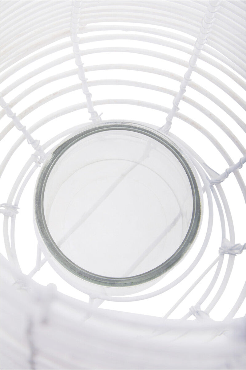 Lentigo Large White Rattan Lantern