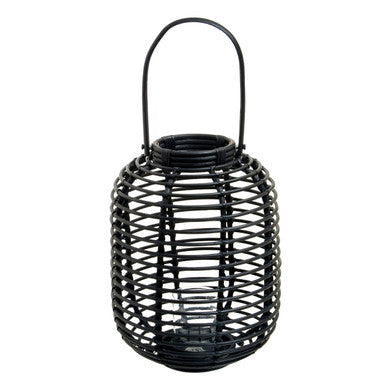 Mataram Tall Black Natural Rattan Lantern
