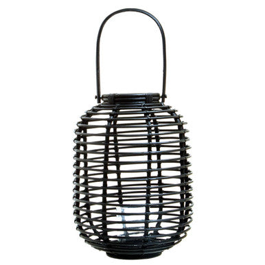 Mataram Tall Black Natural Rattan Lantern
