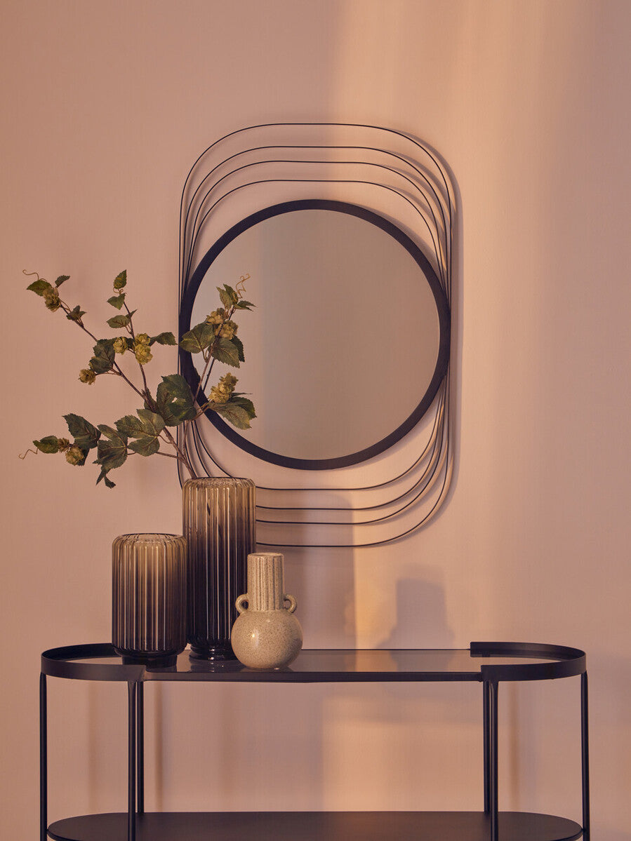 Chima Large Grey Ribbed Glass Vase