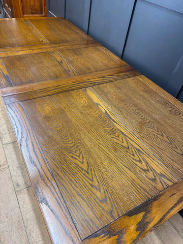 Vintage Old Charm Oak Kitchen Dining Table Extending Draw Leaf Refectory Style