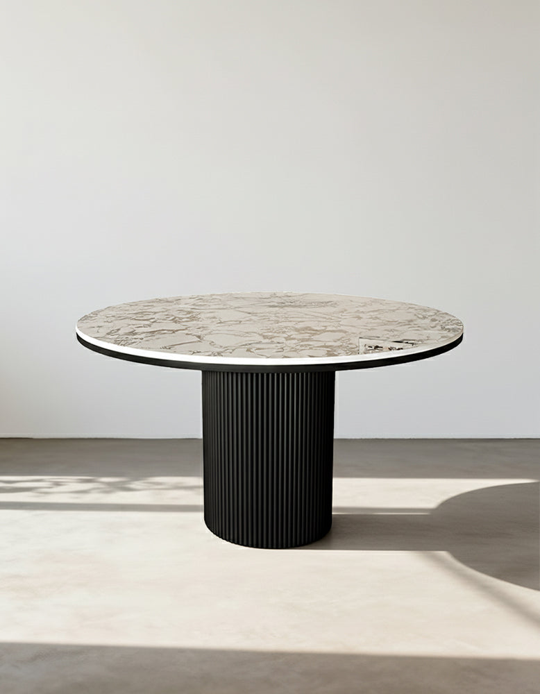 Jean Round Dining Table, White & Black
