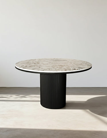 Jean Round Dining Table, White & Black