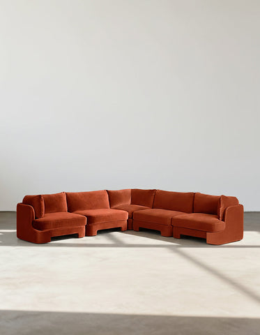 Laird L Shape Four Seater Sofa, Modular Corner Sofa, Velvet