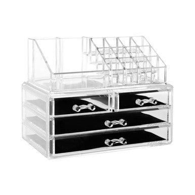 Beauty 16 Compartment Cosmetics Clear Organiser With Drawers