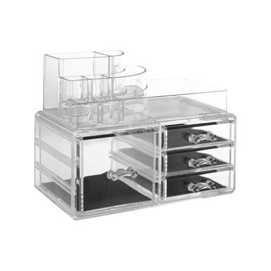 Beauty 8 Compartments Clear Cosmetics Organiser With 4 Drawers