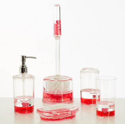 Floating Acrylic Hearts Toothbrush Holder