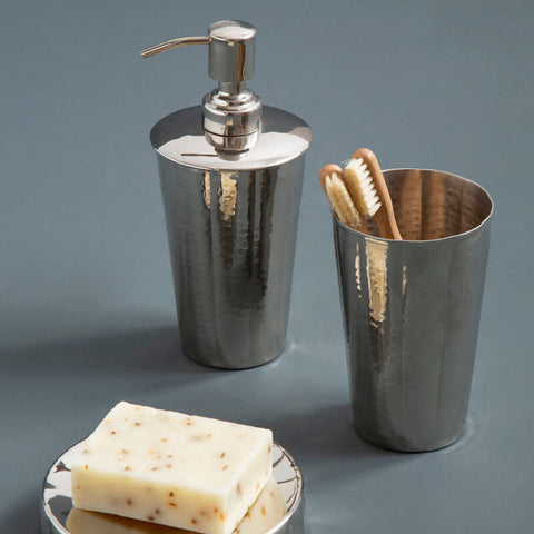 Vaco Hammered Bathroom Nickel Finish Toothbrush Holder