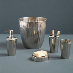 Vaco Hammered Bathroom Nickel Finish Waste Bin