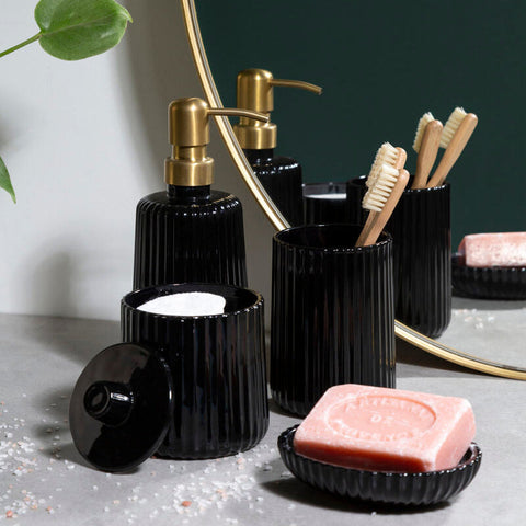 Ticino Brittany Black Glass Storage Jar