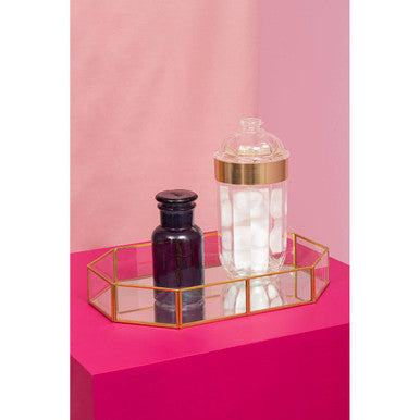 Vintage Glass Octagonal Jewellery Tray