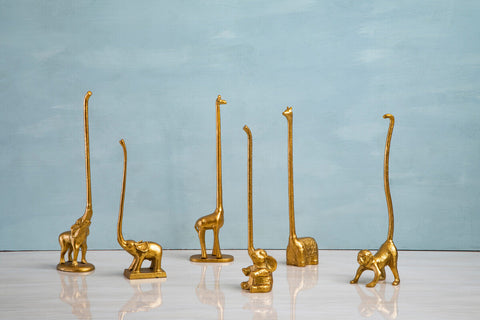 Fauna Gold Finish Elephant Toilet Roll Holder With Square Base