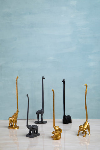 Fauna Gold Finish Elephant Toilet Roll Holder With Round Base