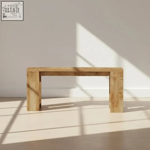160cm rustic farmhouse console table with natural light brown wood finish and clean rectangular legs for entryway or sofa table use