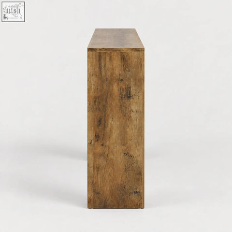 Rustic wooden console table with natural finish and visible grain patterns 160cm rustic wavy scalloped design