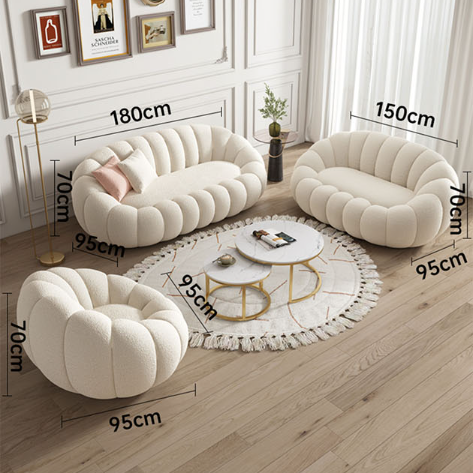 Pumpkin Round Swivel Armchair, Boucle