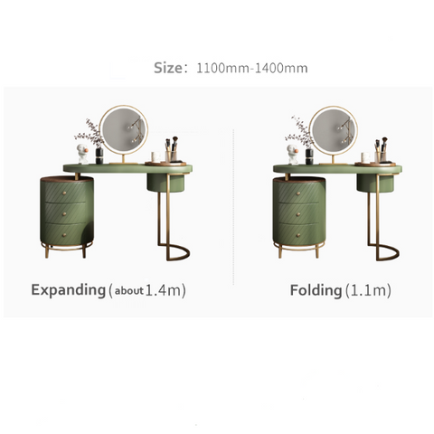 Tandy Dressing Table, Green/ White/ Black And Gold