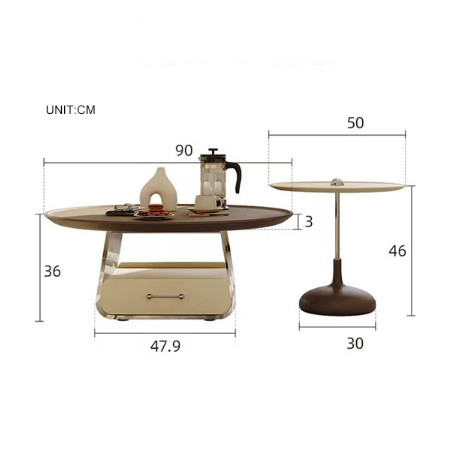 Kaolin Round Coffee Table, Stainless Steel