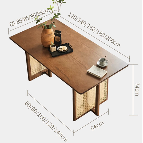 Isla Dining Table, Rattan & Solid Wood