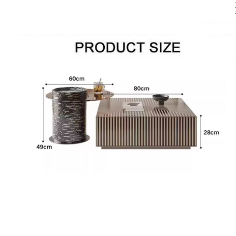 Bris Coffee Table Set, Square Coffee Table With Side Table