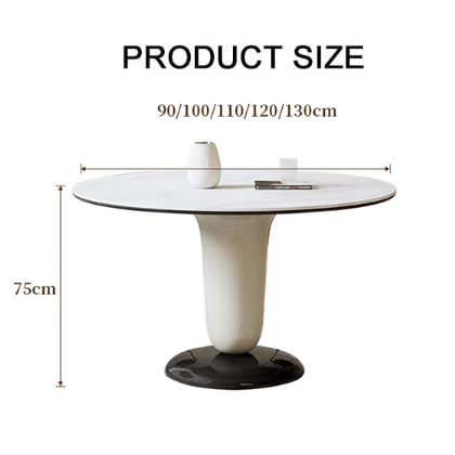 Elmer Round Dining Table, White Top