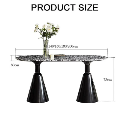 Gordon Dining Table, Black & Marble