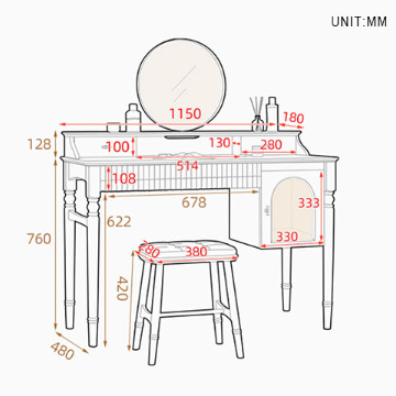 Ryan Dressing Table, Cherry Wood