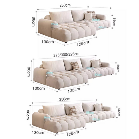 Delilah Violet Two Seater Corner, Three Seater Corner Sofa, Cream