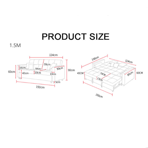 BH155 Three Seater Sofa Bed, Leathaire