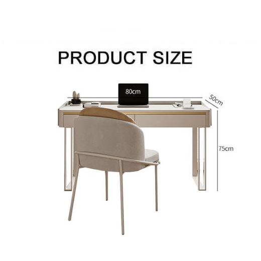 Tusa Office Desk, White, Sintered Stone