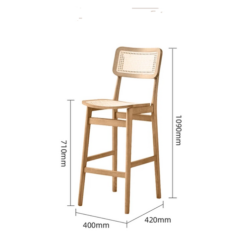 Anya Bar Stool, Rattan & Solid Wood