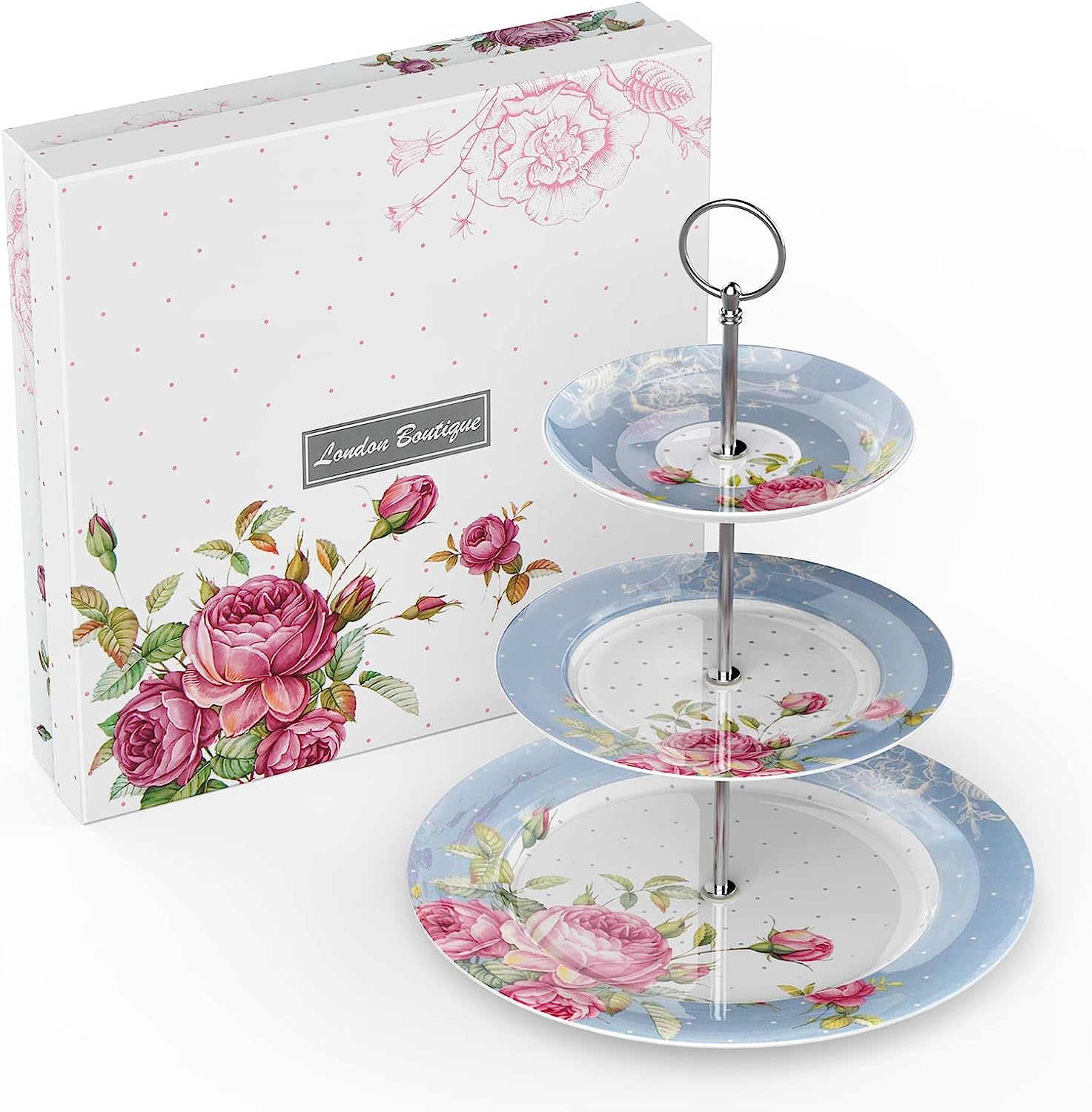 Mothers Day CoronationFamily Party Set Special 3 Tier Cake Stand 4 Plates 2 Cups 2 Saucers (Turquoise)