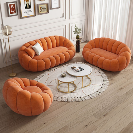Pumpkin Round Swivel Armchair, Boucle