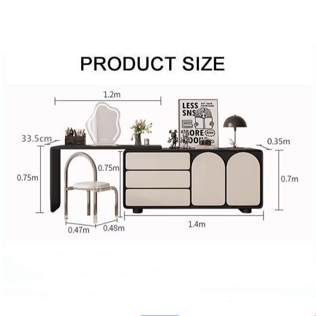 Fannie Dressing Table With Sideboard, Black & Cream