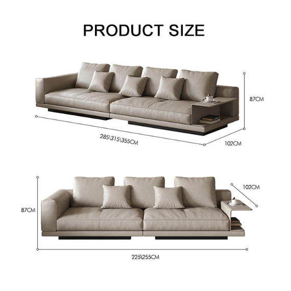 Gail Three Seater, Four Seater Sofa With Storage, Real Leather