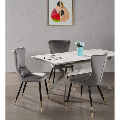New York LUX Velvet Dining Chair with Metal Legs - Scandinavian Inspired